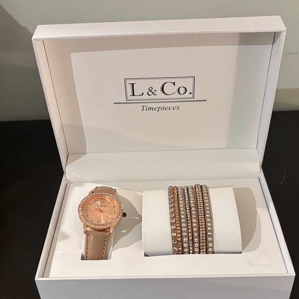 Rose Gold Watch and Bracelet Set